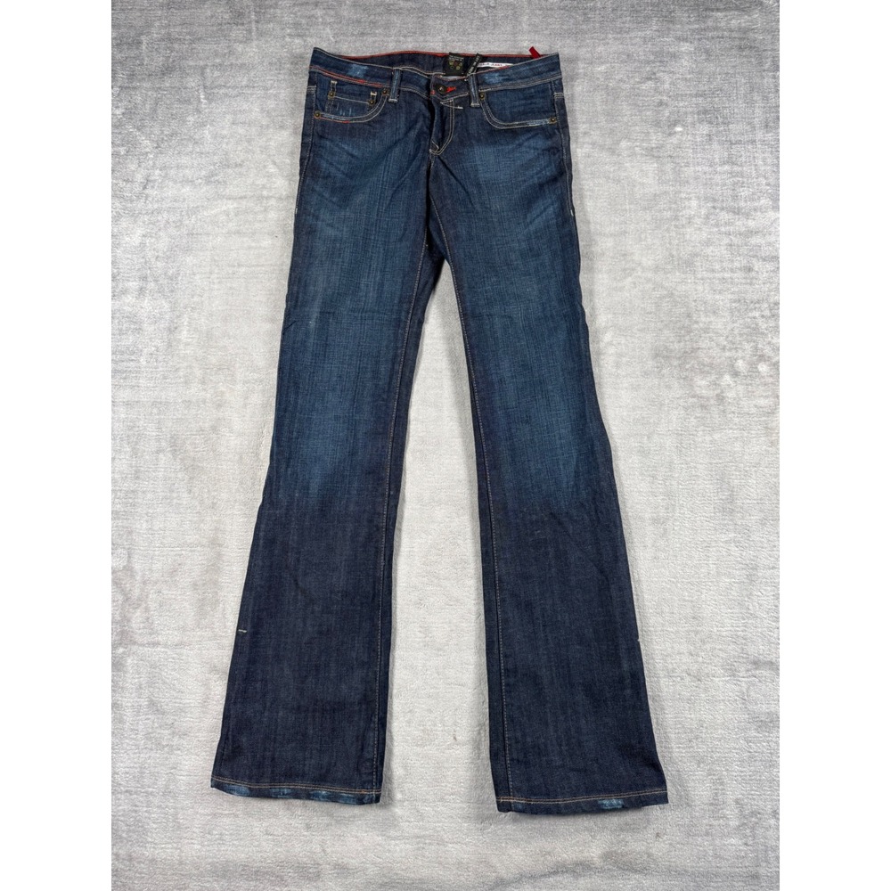 Buffalo David Bitton Jeans Women 26 Blue Denim Stripes X Flare Dark Wash Y2K
